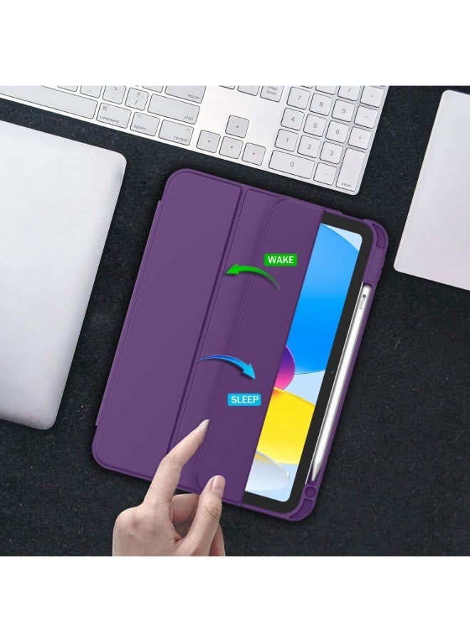 Case for iPad A16 2025 11th Generation 11 Inch/iPad 10th Generation 2022 10.9 Inch with Pencil Holder Durable PU Leather Flexible TPU Back Drop Resistant Protective Case Auto Wake/Sleep (Deep Purple) - Image 2